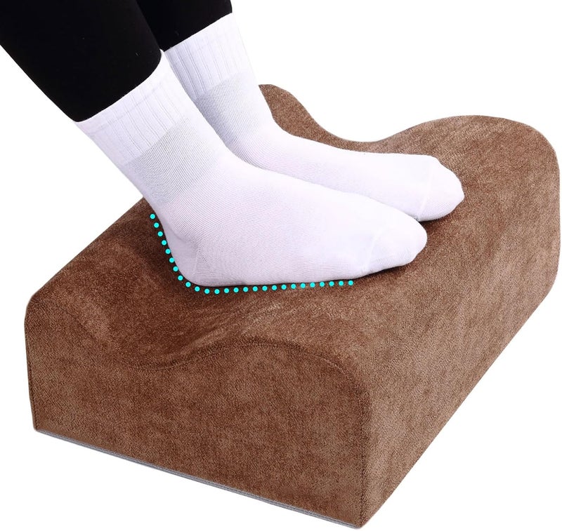 COMFelicify Foot Rest for Under Desk at Work, Ergonomic Under Desk Footrest with Washable Cover, Memory Foam Foot Stool for Office Chair & Gaming Chair, Back & Hip Pain Relief, Brown - Image 1